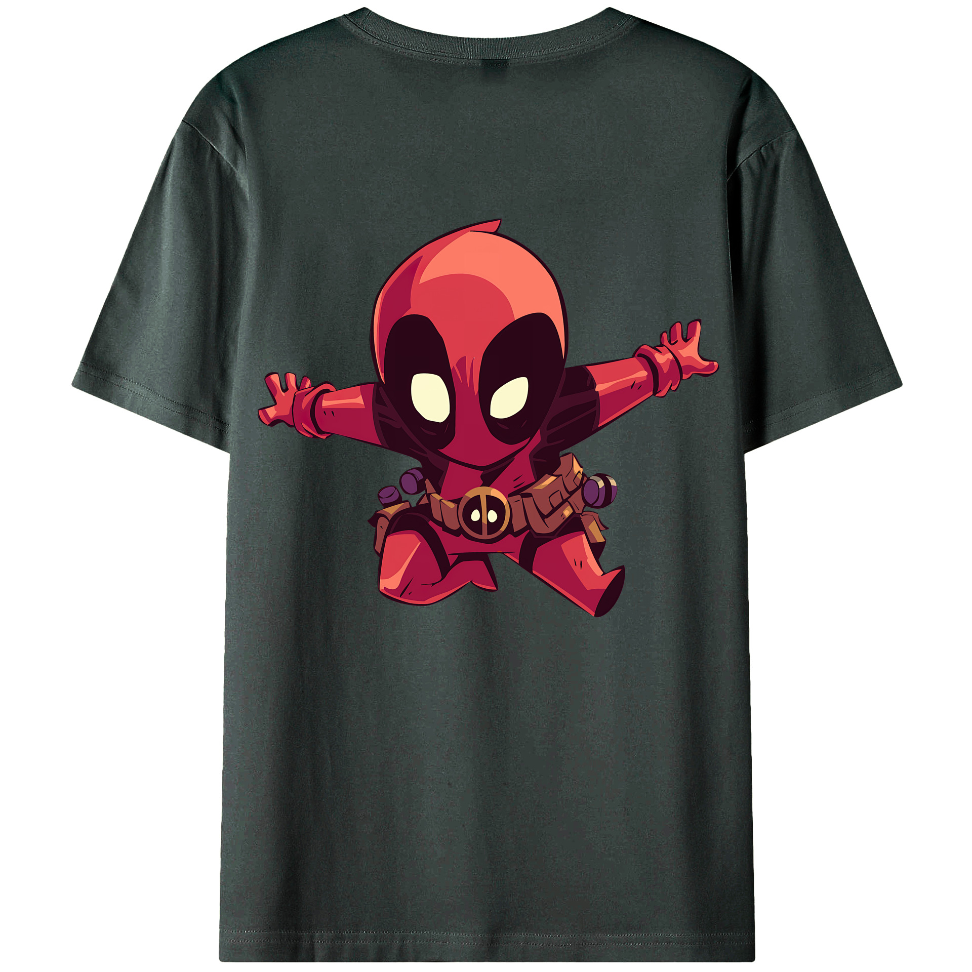 （画像用） Deadpool デッドプール 綿100％ メンズ半袖Tシャツ（バックプリント） 通気性